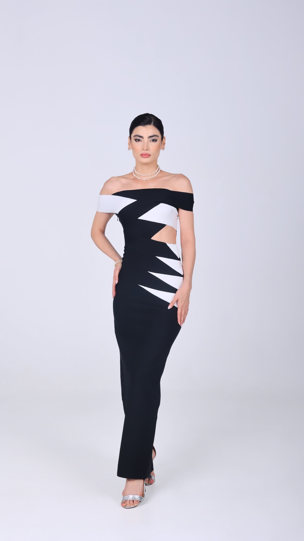 ASIA OFF SHOULDER CUTOUT BANDAGE DRESS