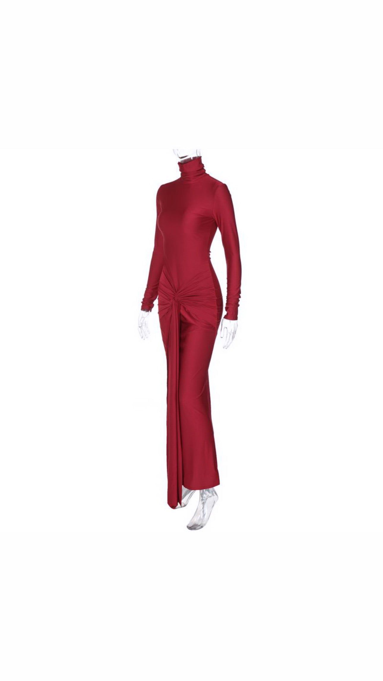 TESSY LONG SLEEVE TWISTED MAXI DRESS IN RED