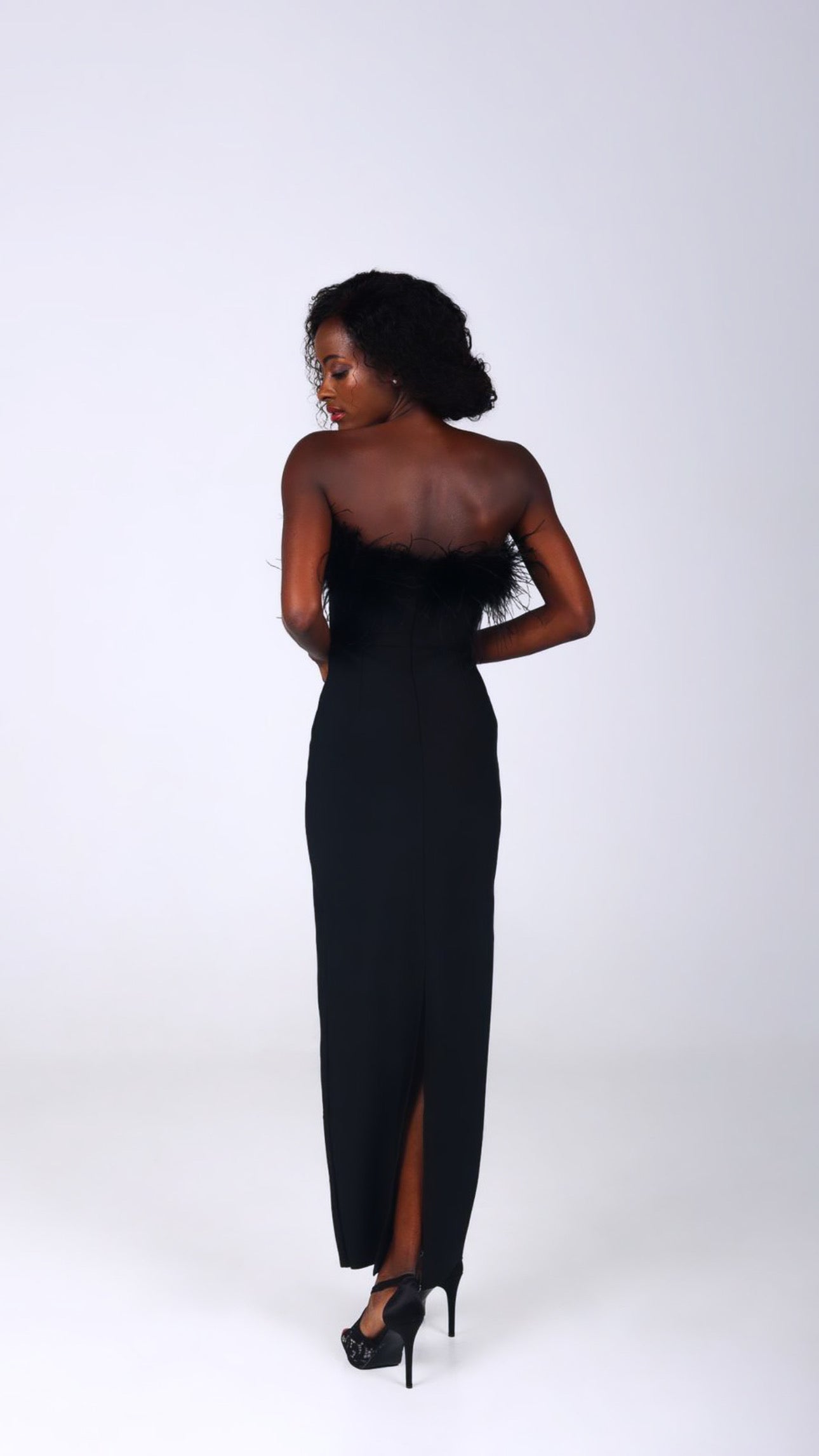 VALENTINA BLACK MIDI BANDAGE  DRESS